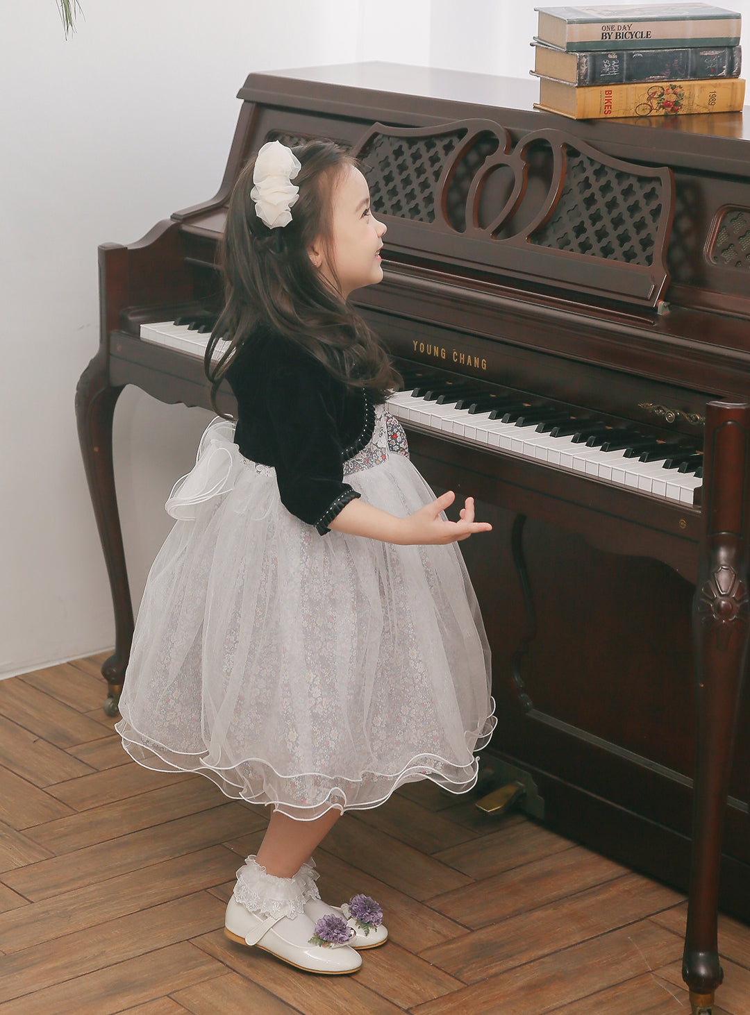 子供ドレス発表会・結婚式・おしゃれなDRESCCOのD-SU-130-13-ミニフラワーコットンチュールドレスの画像8