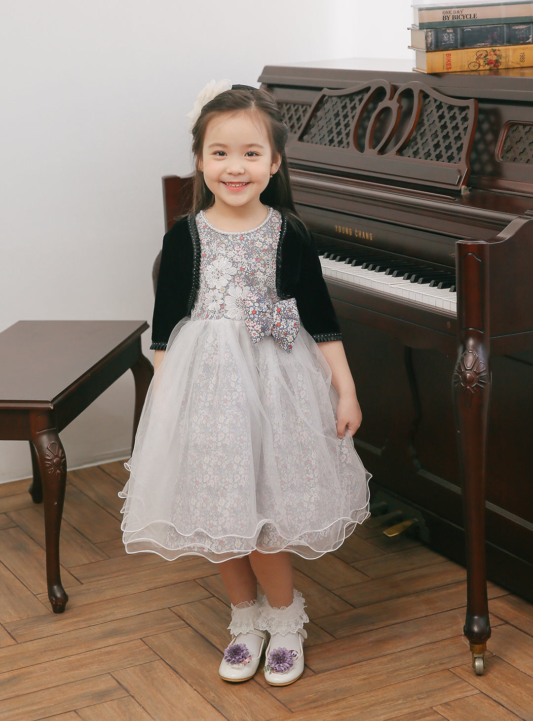 子供ドレス発表会・結婚式・おしゃれなDRESCCOのD-SU-130-7-ミニフラワーコットンチュールドレスの画像2