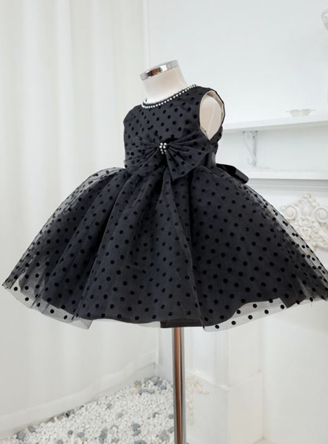 子供ドレス発表会・結婚式・おしゃれなDRESCCOのD-SU-222-ブラックドットリボンドレスの画像11