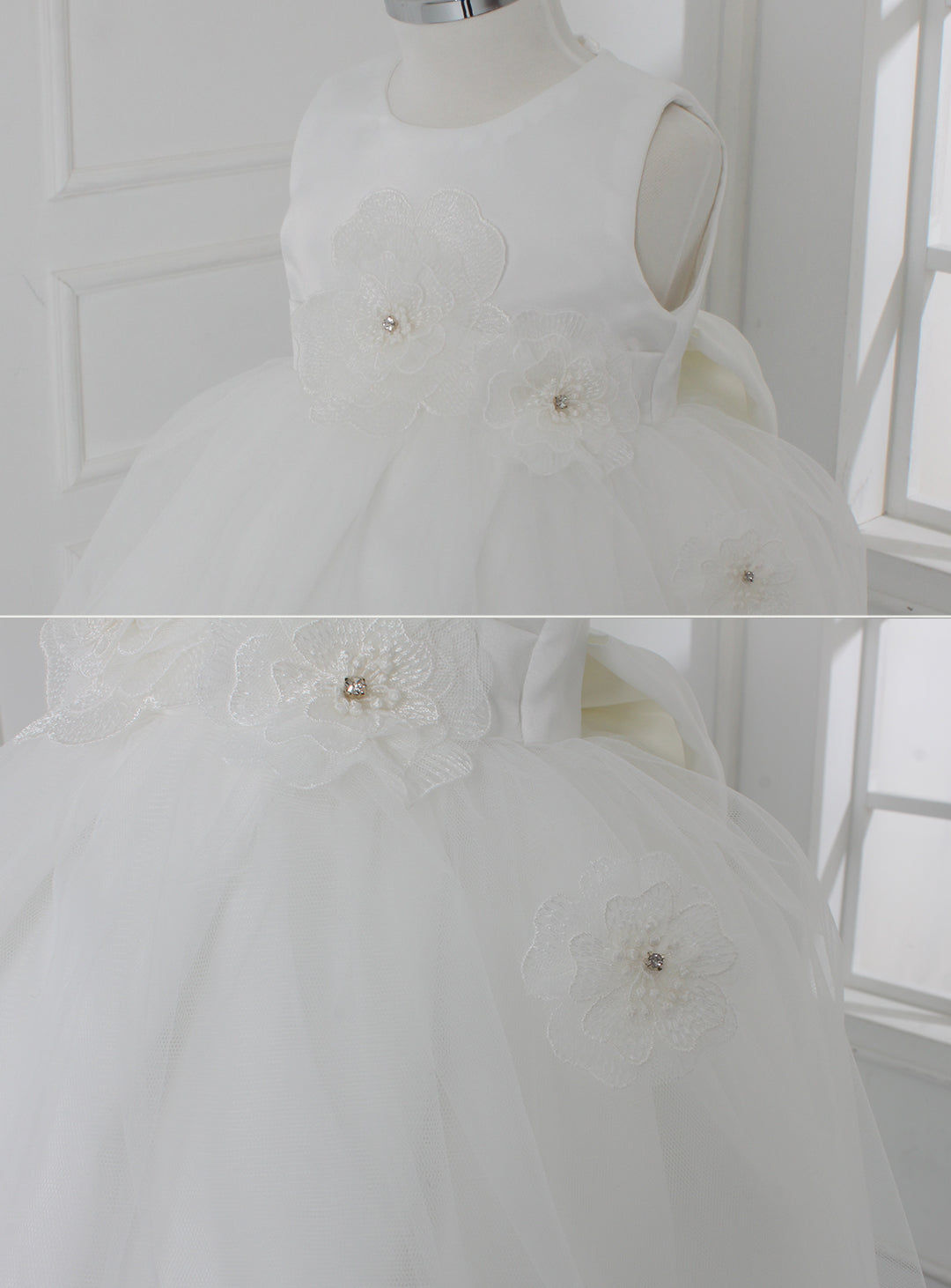 子供ドレス発表会・結婚式・おしゃれなDRESCCOのD-SU-57-1-ホワイトフラワーリーフドレスの画像22