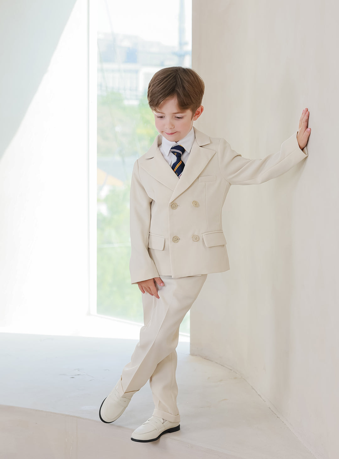Kids' Suits|For formal suits for kids, light beige double-breasted
