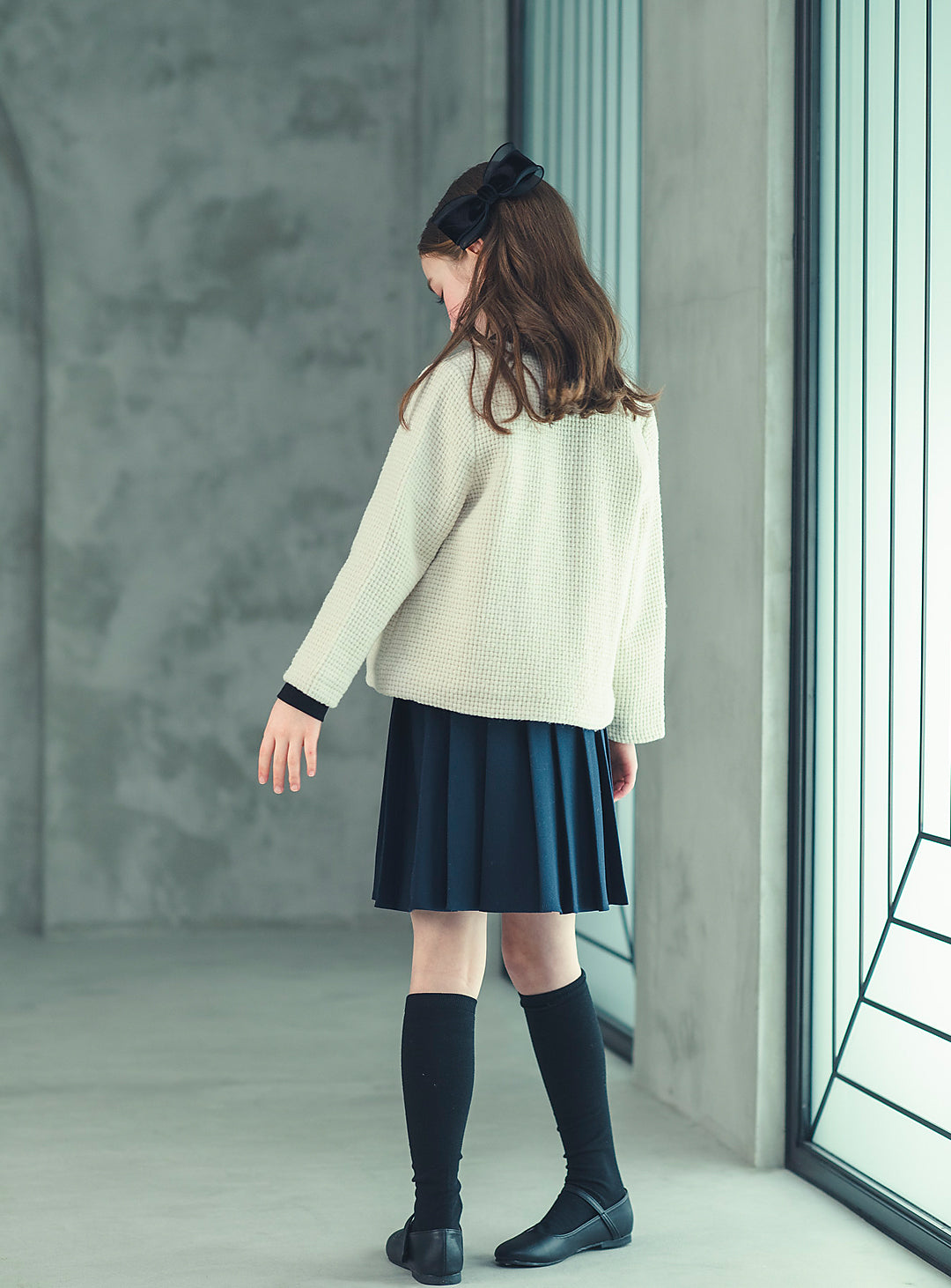 子どもおしゃれ着・スマートカジュアル COCO MODERNのK419 - ジュニア向けラウンドネックアイボリーウールジャケットの画像7