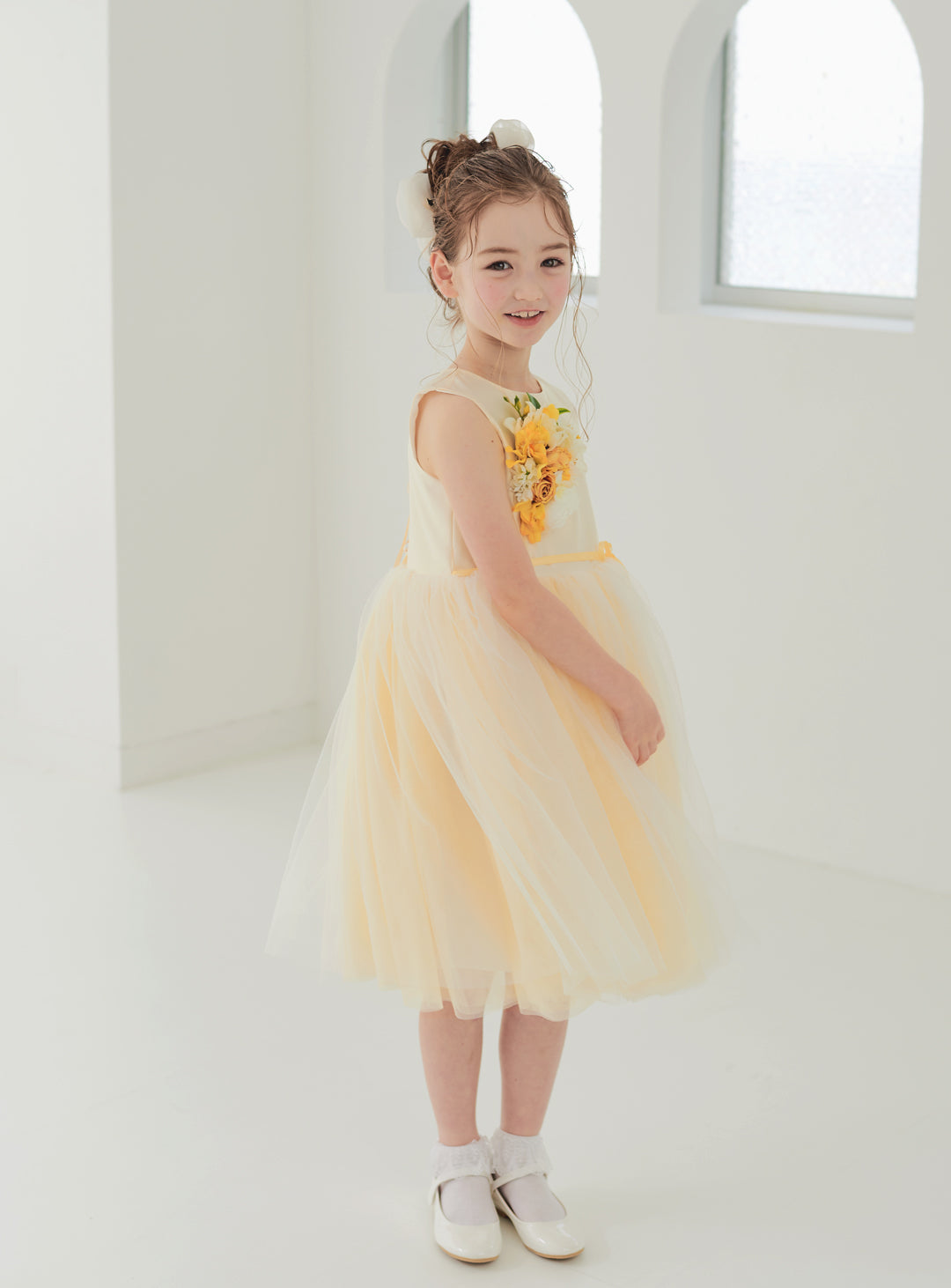 子供ドレス発表会・結婚式・おしゃれなDRESCCOのキャサリンブーケコサージュイエロードレスの画像2