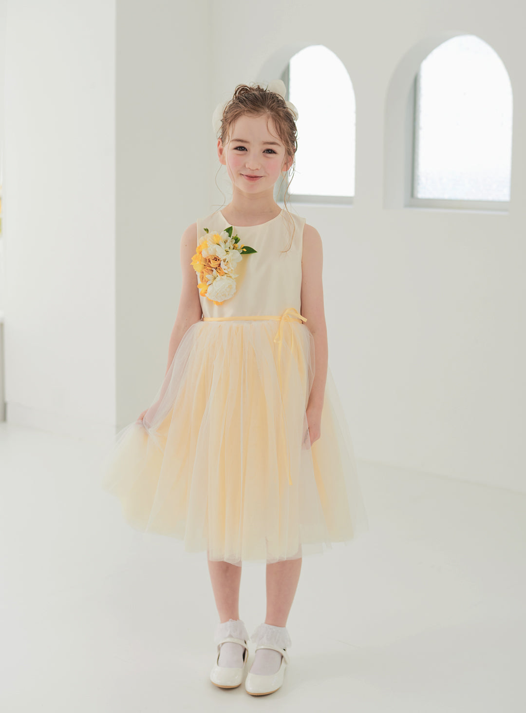 子供ドレス発表会・結婚式・おしゃれなDRESCCOのキャサリンブーケコサージュイエロードレスの画像4