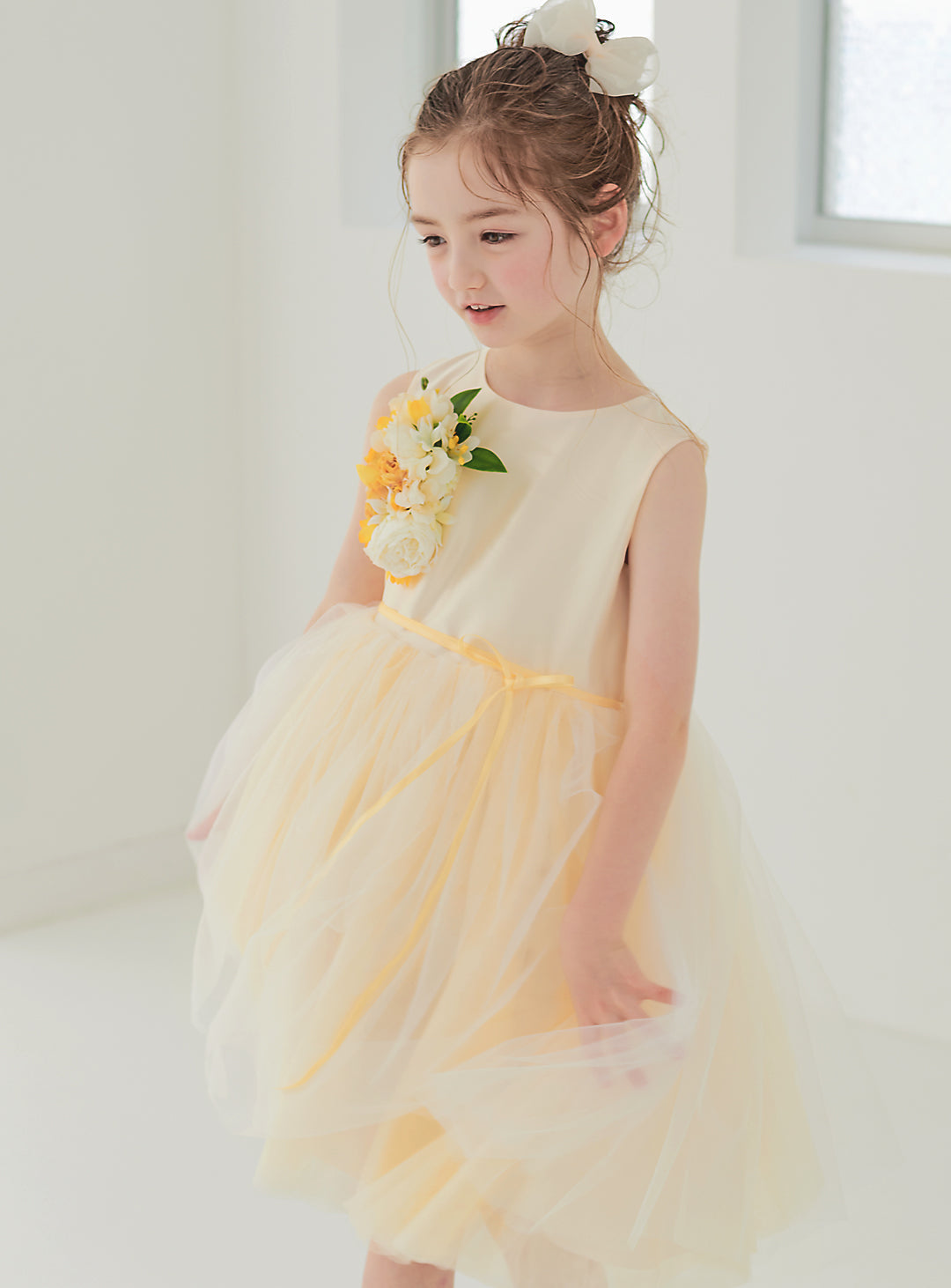 子供ドレス発表会・結婚式・おしゃれなDRESCCOのキャサリンブーケコサージュイエロードレスの画像8