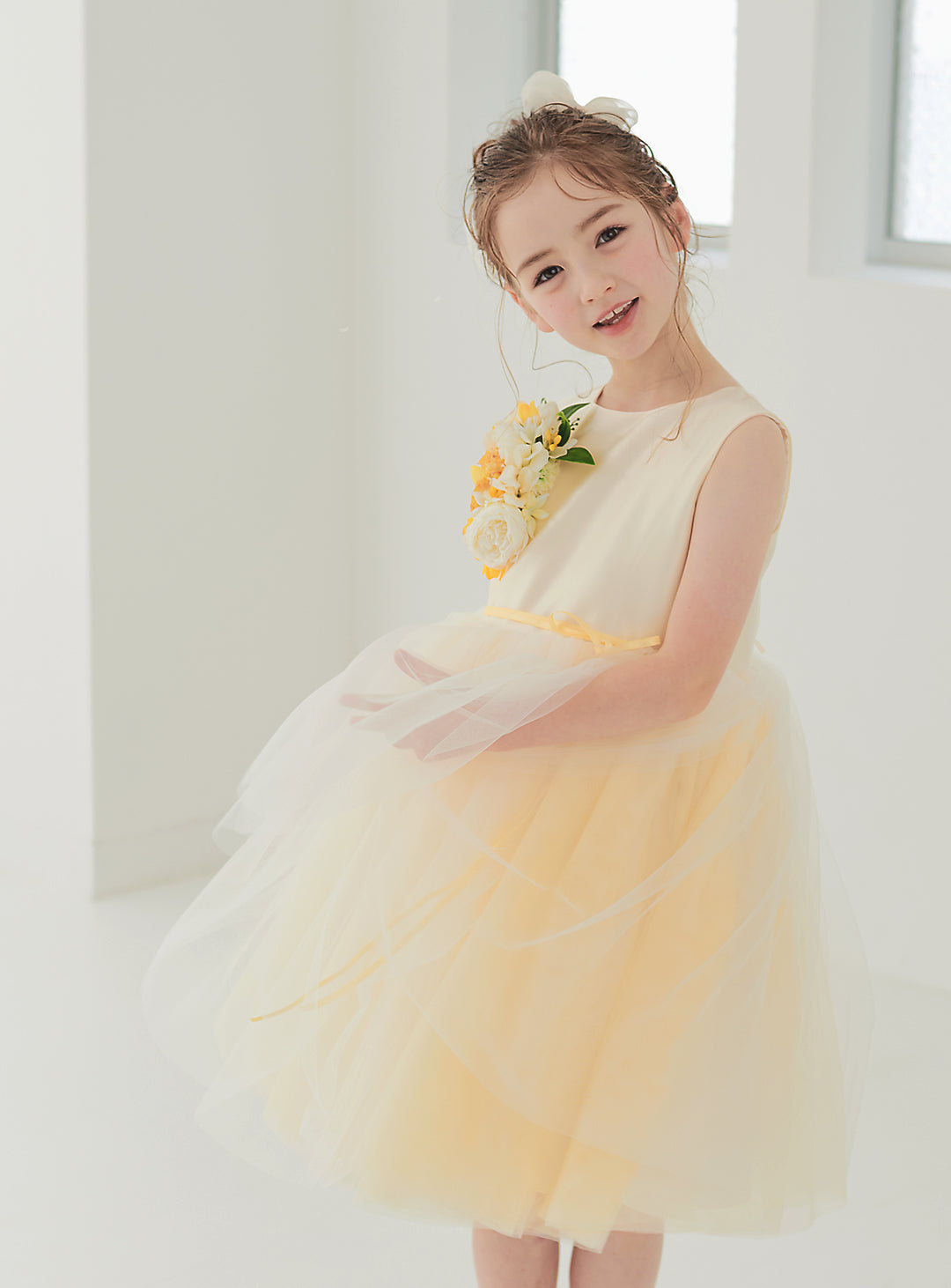子供ドレス発表会・結婚式・おしゃれなDRESCCOのキャサリンブーケコサージュイエロードレスの画像13