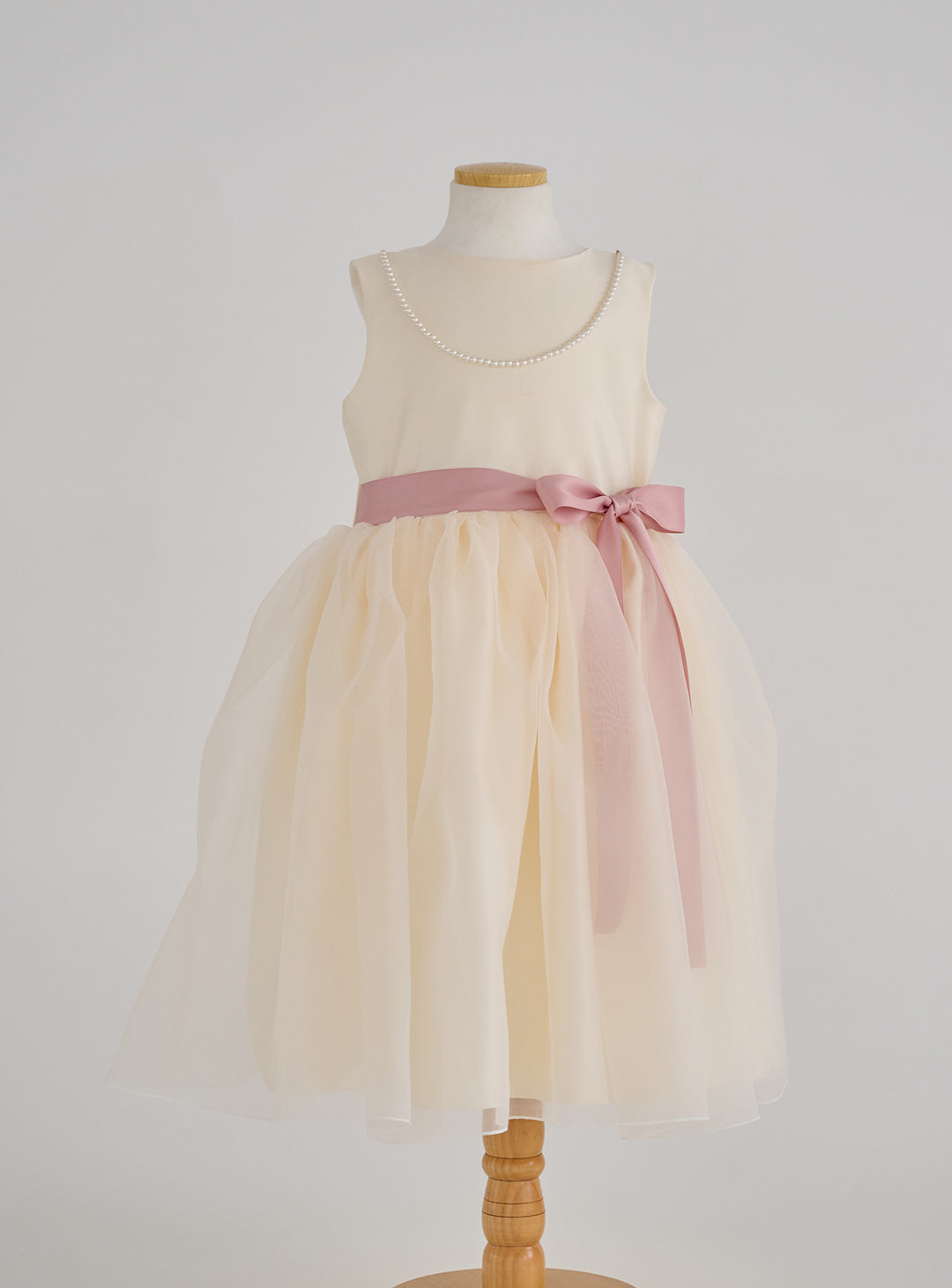 子供ドレス発表会・結婚式・おしゃれなDRESCCOのエレボスアイボリードレス(ピンク)の画像18