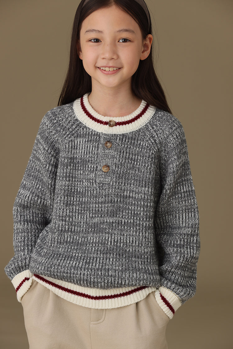 子どもおしゃれ着・スマートカジュアル COCO MODERNのK316 - ハーフボタンバイカラーウール混ニットの画像(6)