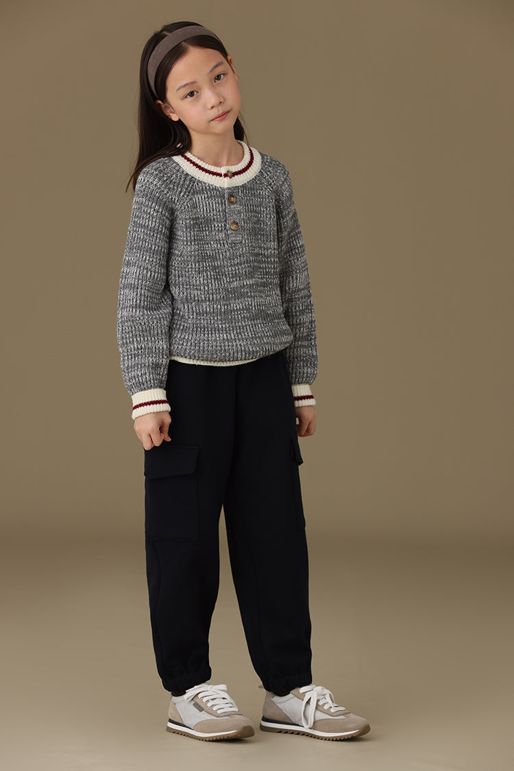 子どもおしゃれ着・スマートカジュアル COCO MODERNのK316 - ハーフボタンバイカラーウール混ニットの画像(3)