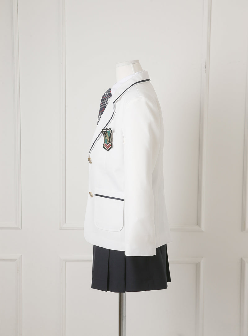 グレースホワイトシングルジャケットネイビースカート2ピースセット(ジャケット、スカート)