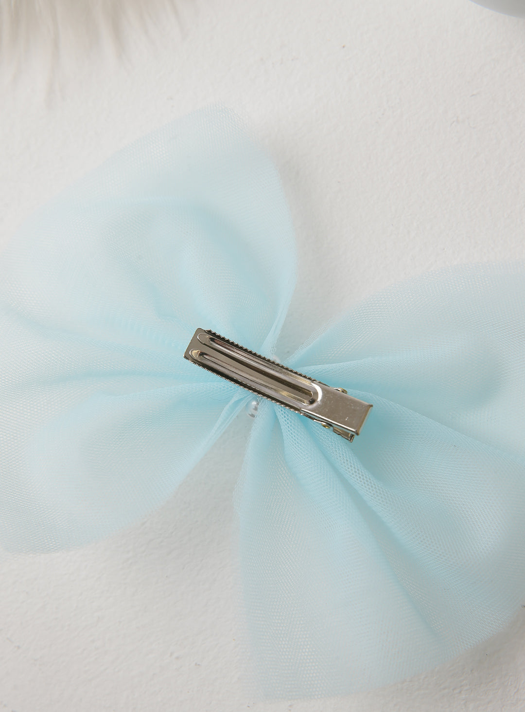 チュールビックリボンヘアピン(ブルー)