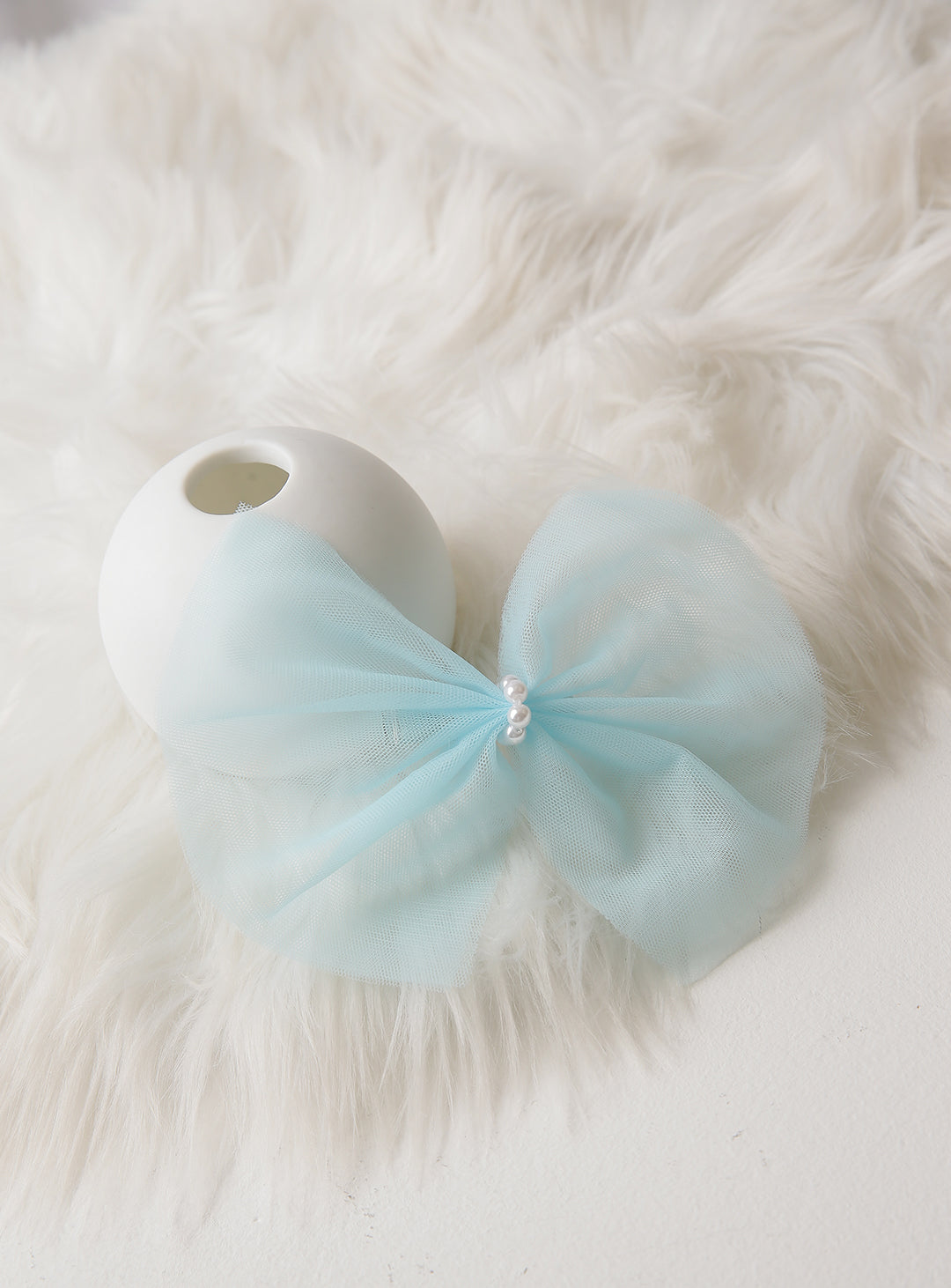 チュールビックリボンヘアピン(ブルー)