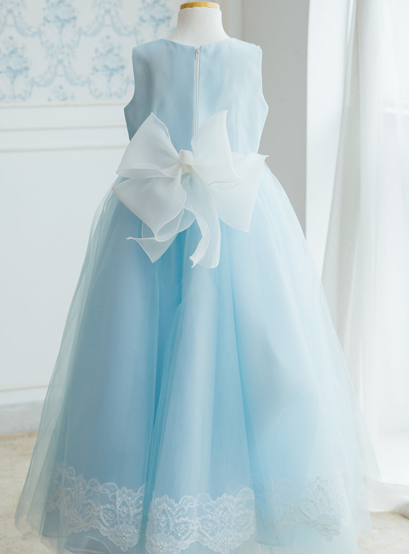 子供ドレス発表会・結婚式・おしゃれなDRESCCOのライトブルー刺繍ロングドレスの画像8