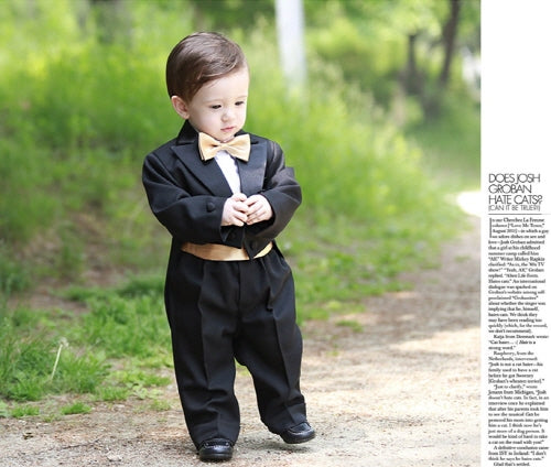 子供スーツ・発表会結婚式・おしゃれなDRESCCOのベーシックえんび服5点セット(えんび服上下+ワイシャツ+カマーバンド+蝶ネクタイ)の画像7
