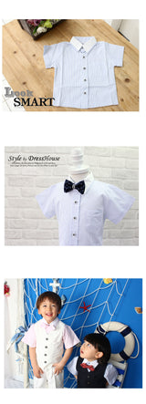 子供スーツ発表会・結婚式・おしゃれなDRESCCOのローウェルストライプブルー半袖シャツの画像3