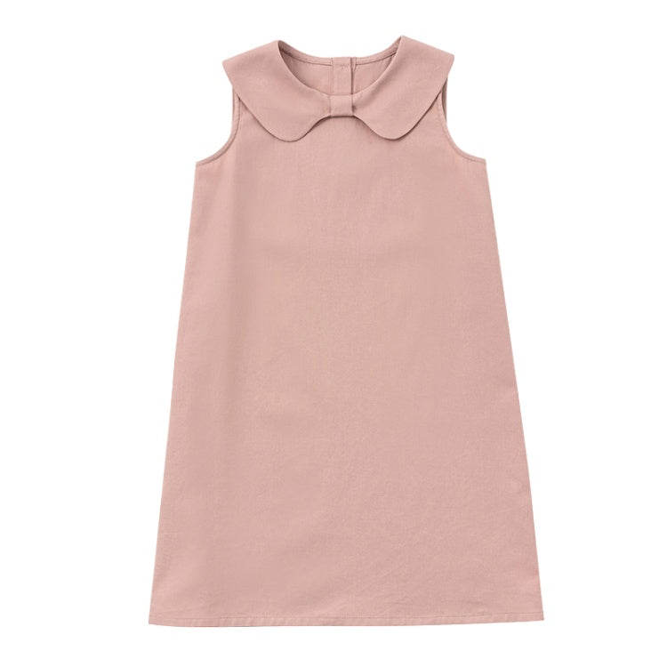 K3041 - Light pink big bow collar sleeveless dress