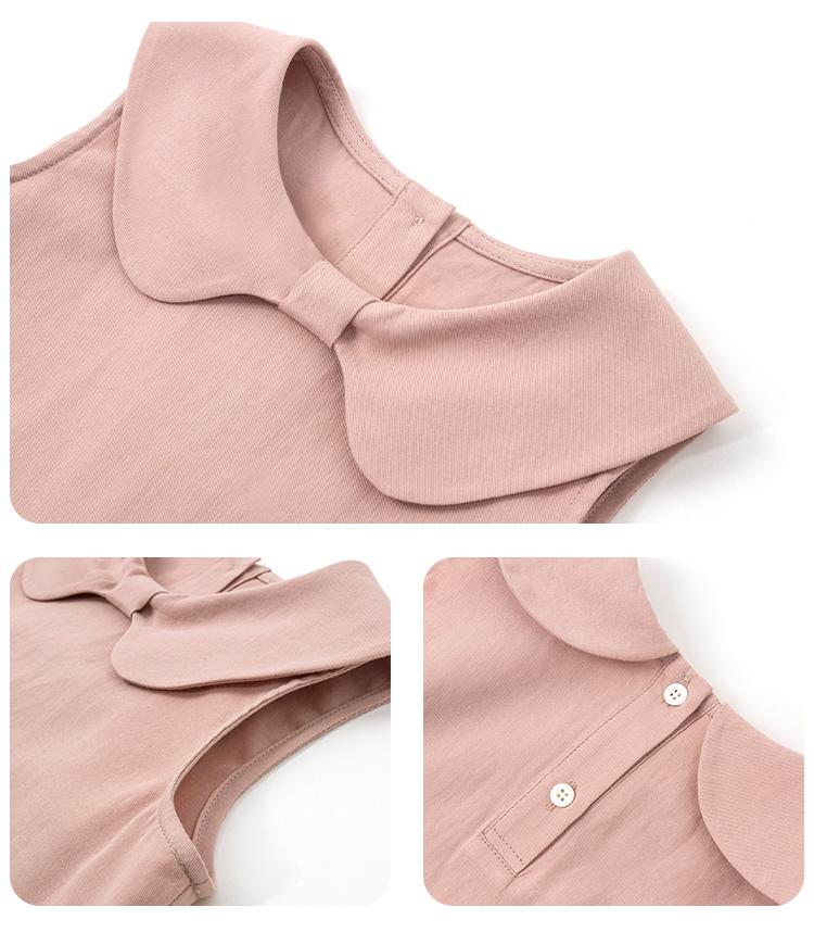 K3041 - Light pink big bow collar sleeveless dress