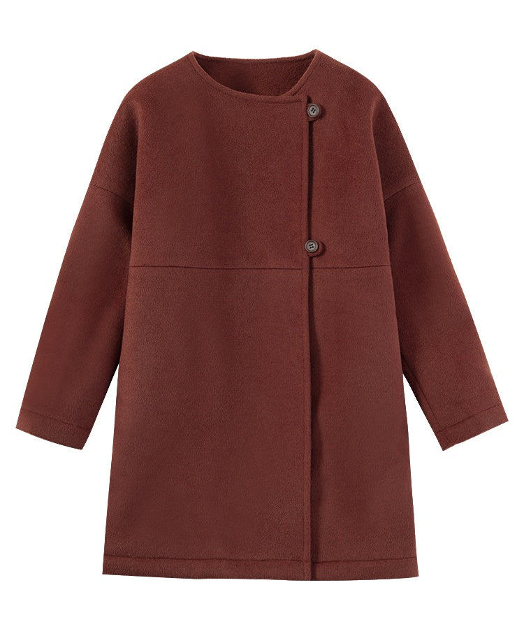 K10071 - Red wool blend asimentry - Box coat