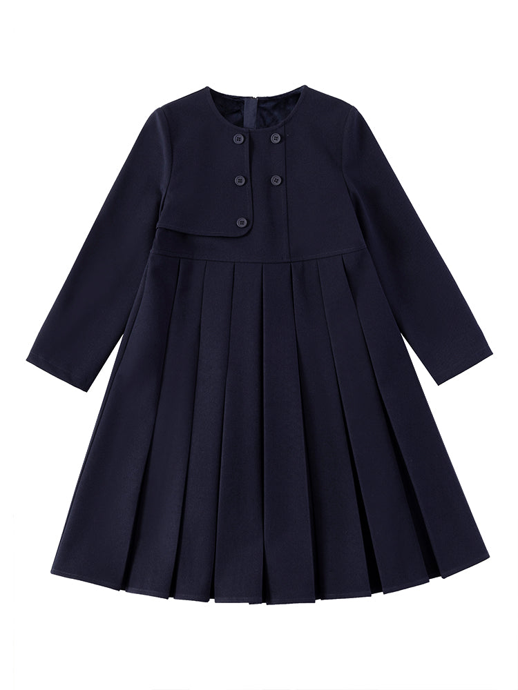 K11011 - Asymmetrical layered style navy dress