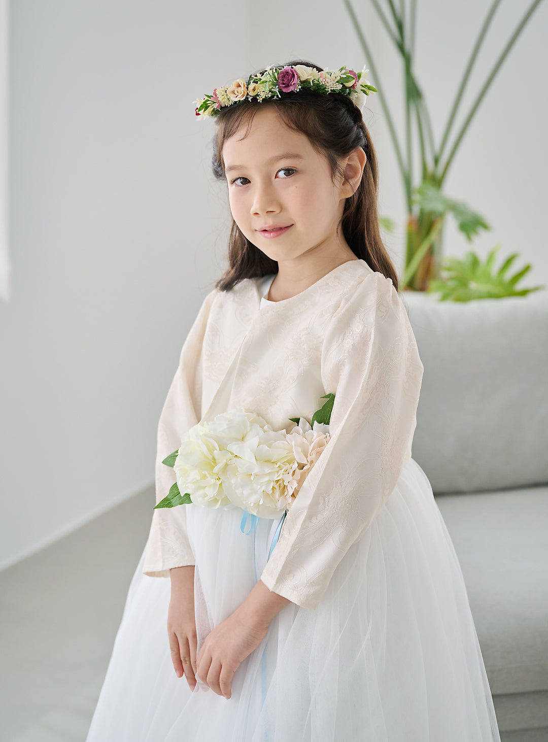 子供ドレス発表会・結婚式・おしゃれなDRESCCOのアプロディーテピンクピーチコサージュドレスの画像14