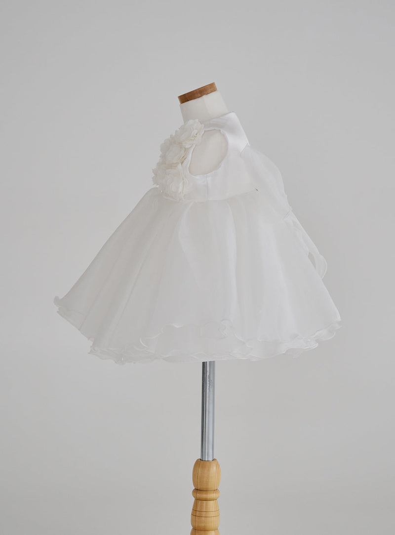 子供ドレス発表会・結婚式・おしゃれなDRESCCOのフラワーモチーフオフホワイトドレスの画像5