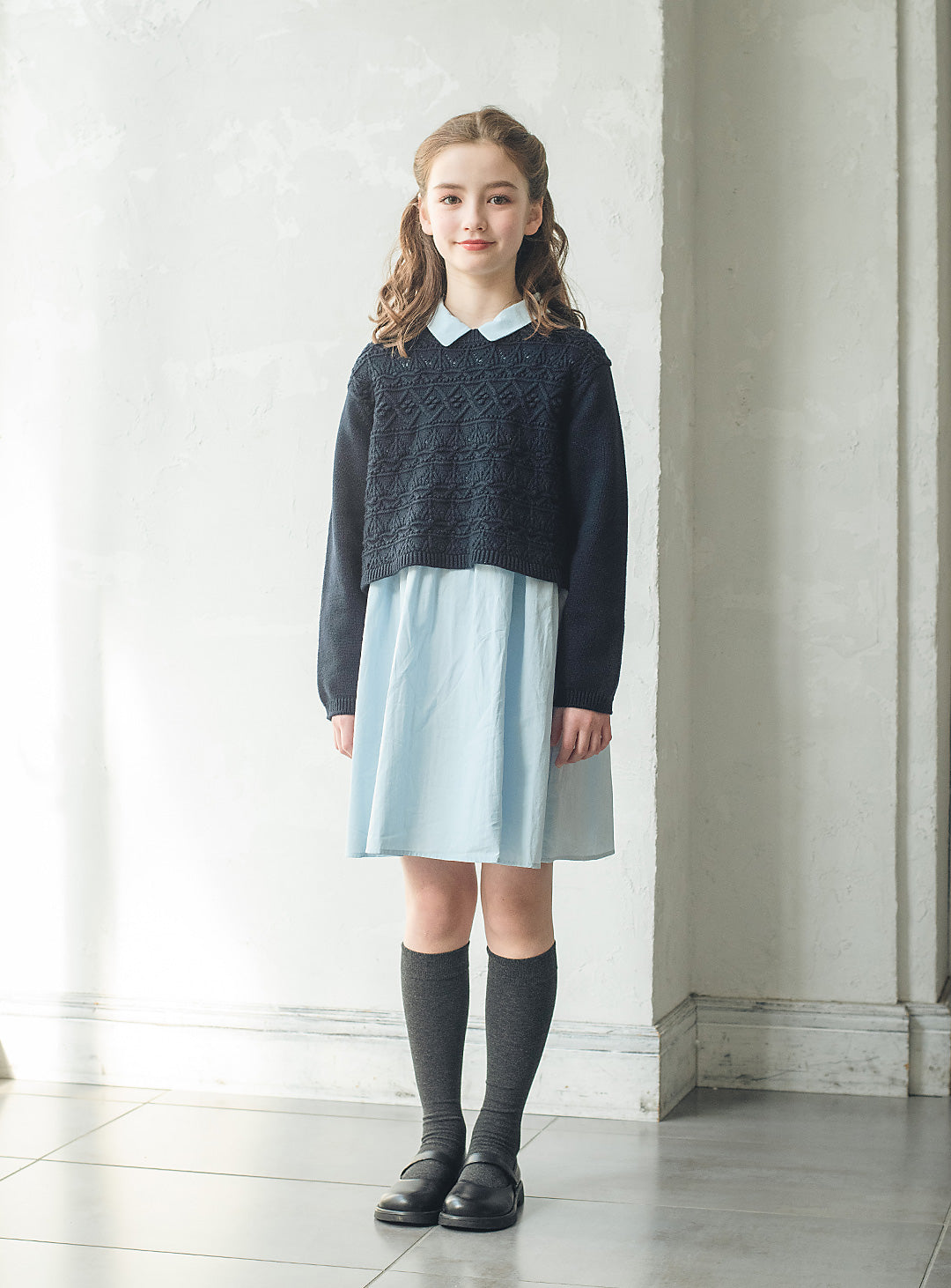 ニット×コットンワンピースセットアップ