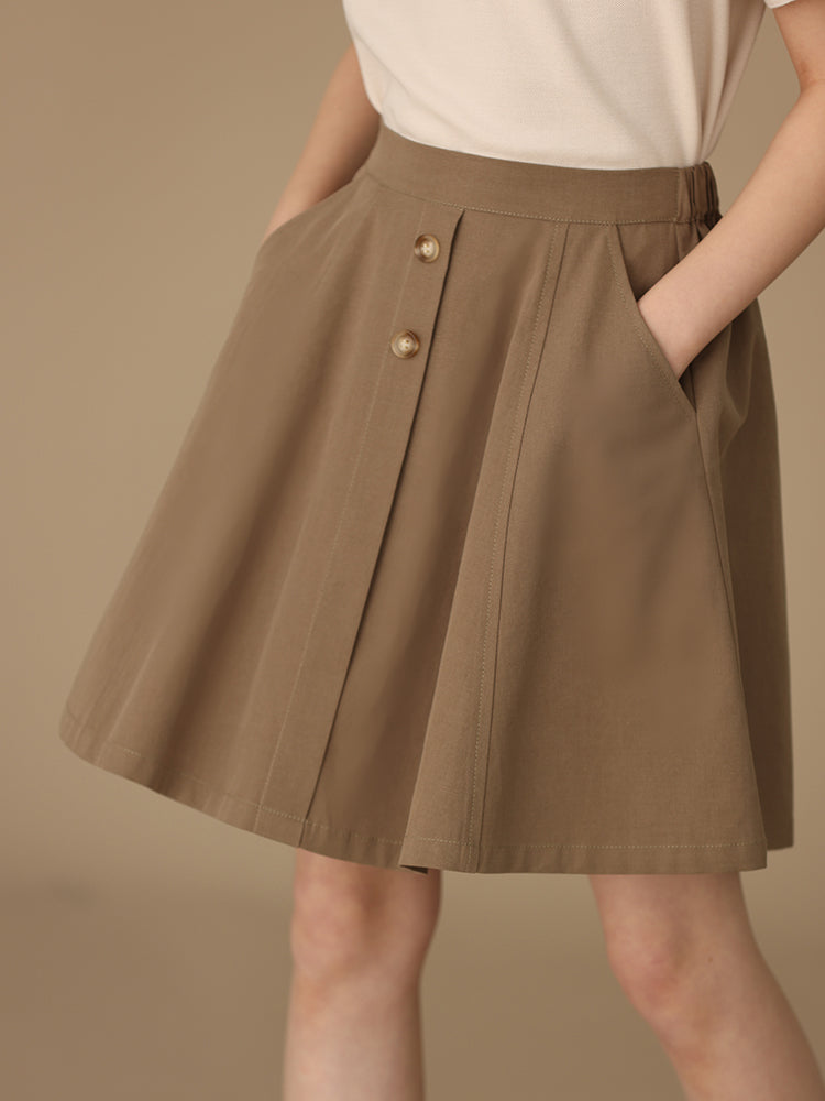 K5030 - Brown A-line skirt with pockets