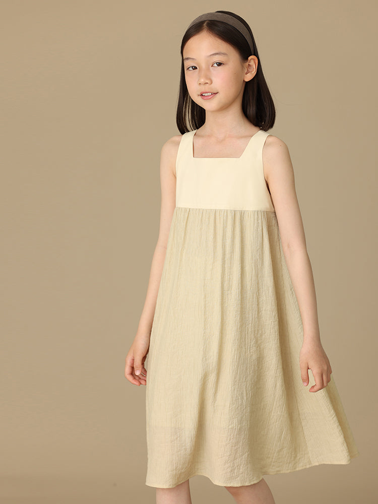 K6028 - Square neck simple wrinkled dress