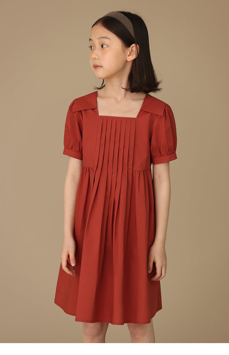 K5024 - Pintucked square neck cotton dress