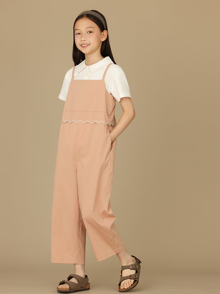 K6049 - Baby pink lace overalls