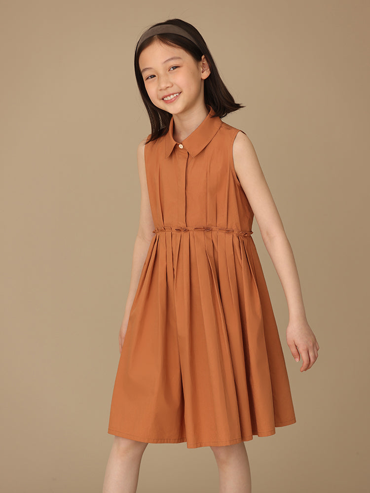 K5032 - Shirred sleeveless shirt dress