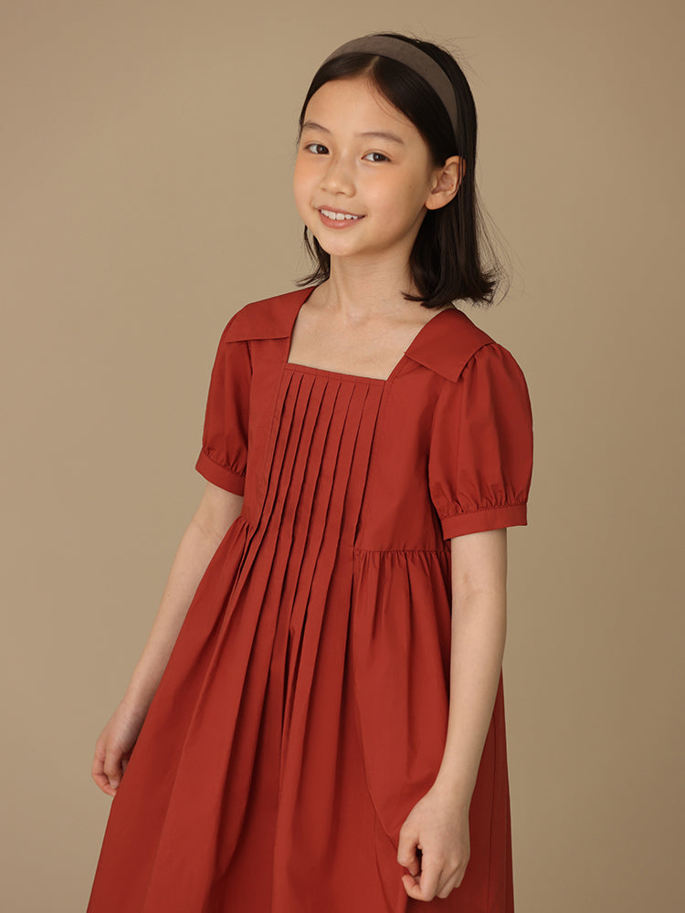 K5024 - Pintucked square neck cotton dress