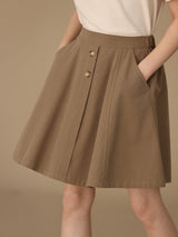K5030 - ポケット付きブラウン℃Aラインスカート