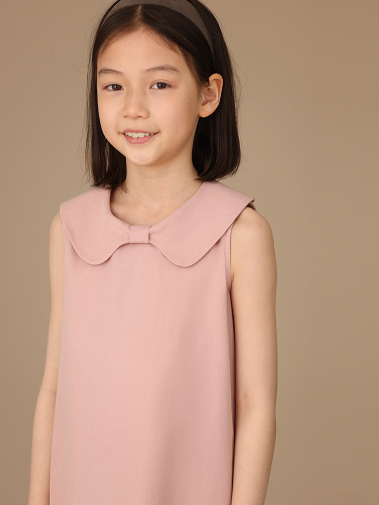 K3041 - Light pink big bow collar sleeveless dress