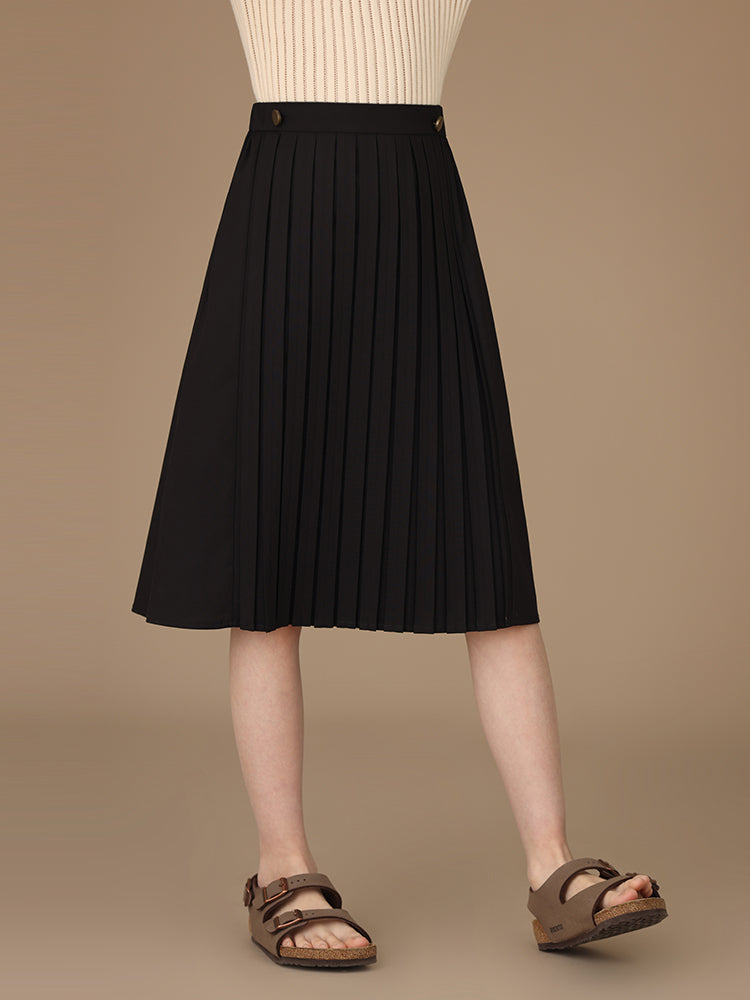 K3070 - Viscose black pleated skirt