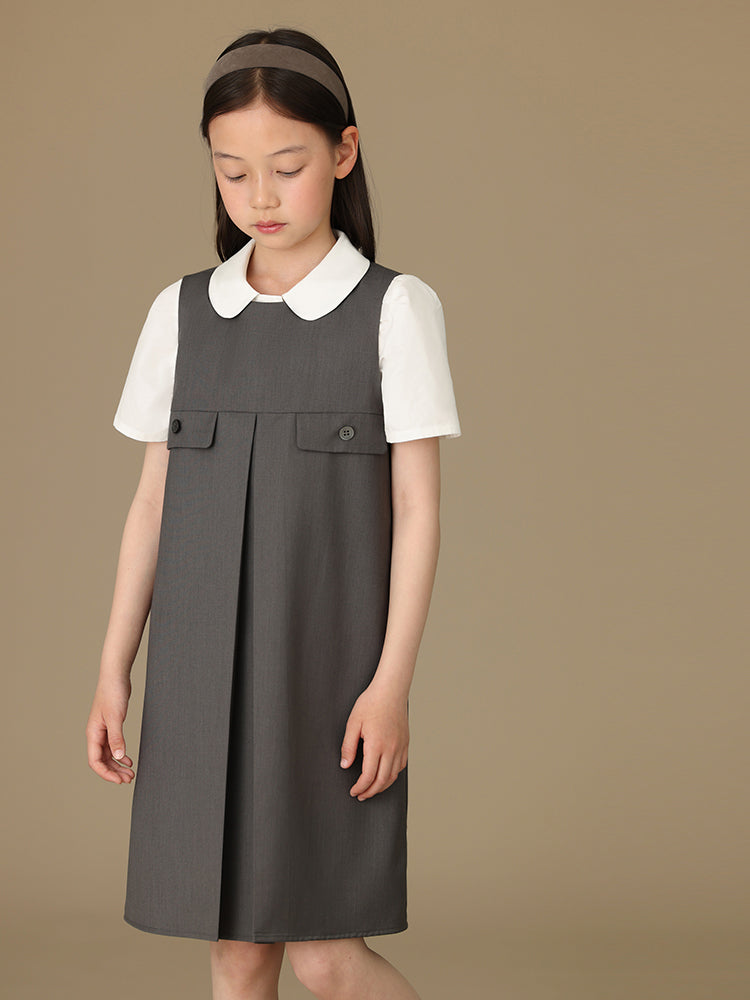 K5071 - Sleeveless dress with crinkle free buttons