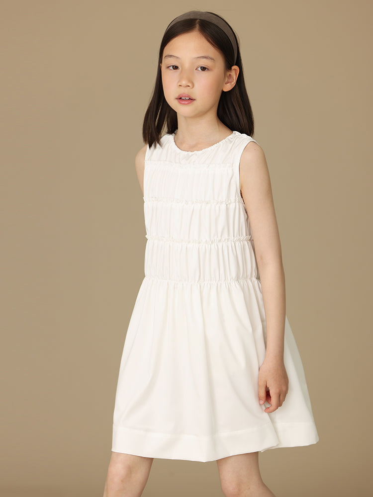 K6039 - Layered shirring sleeveless dress