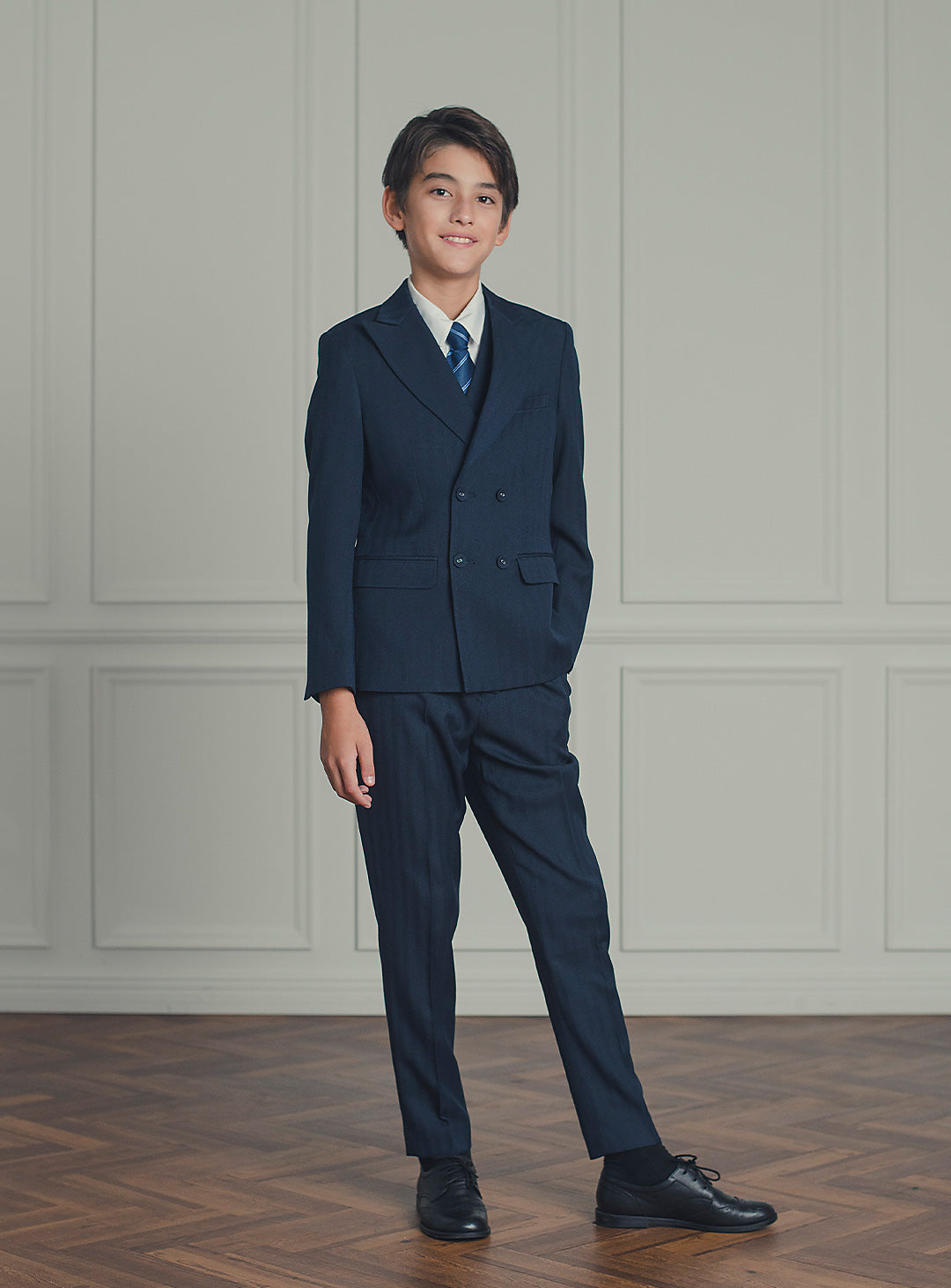 子どもスマートカジュアル│子供おしゃれ着ならダークネイビーダブル