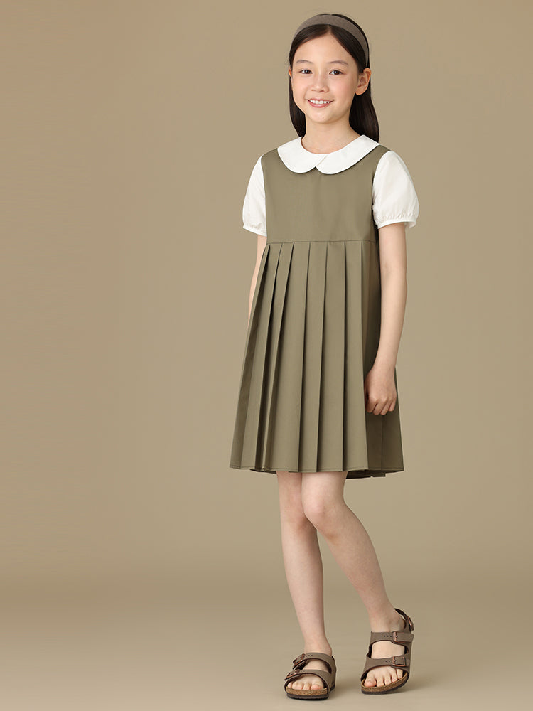 K5074 - Khaki pleated layered dress