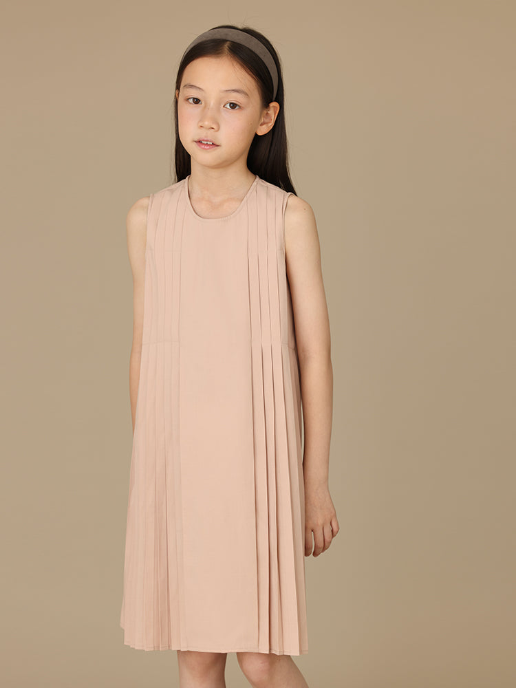 K6047 - Baby pink side pleated dress