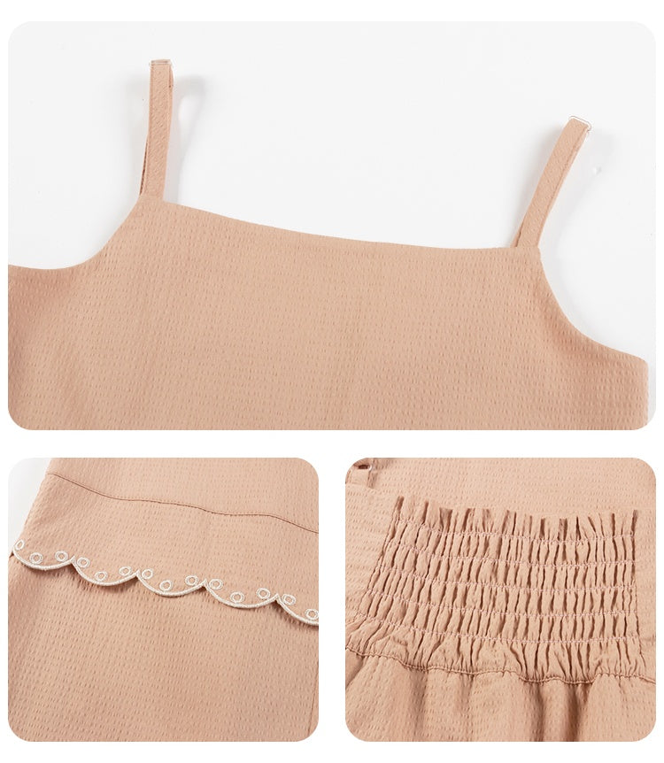 K6049 - Baby pink lace overalls