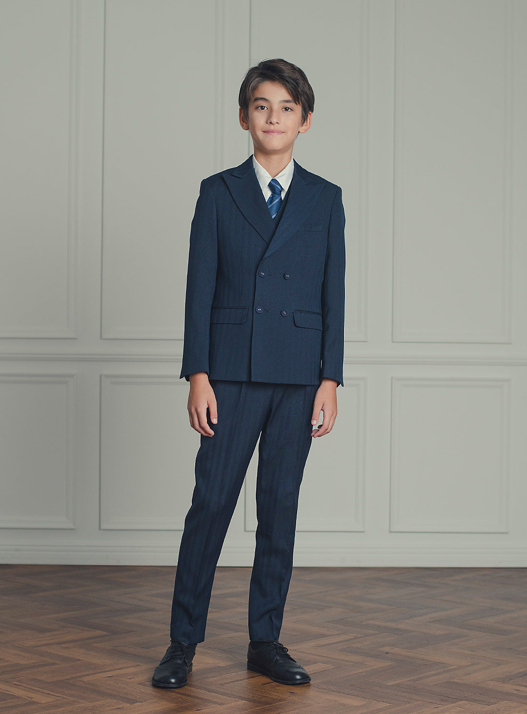 ダークネイビーダブルブレスト3ピースセット(ジャケット、ベスト、長ズボン)