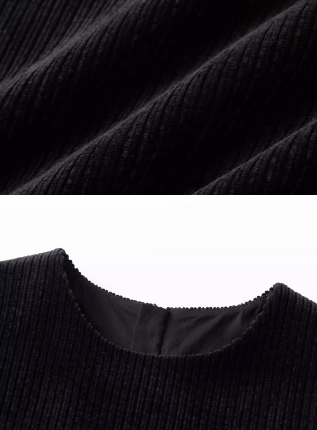 コーデュロイブラックワンピース