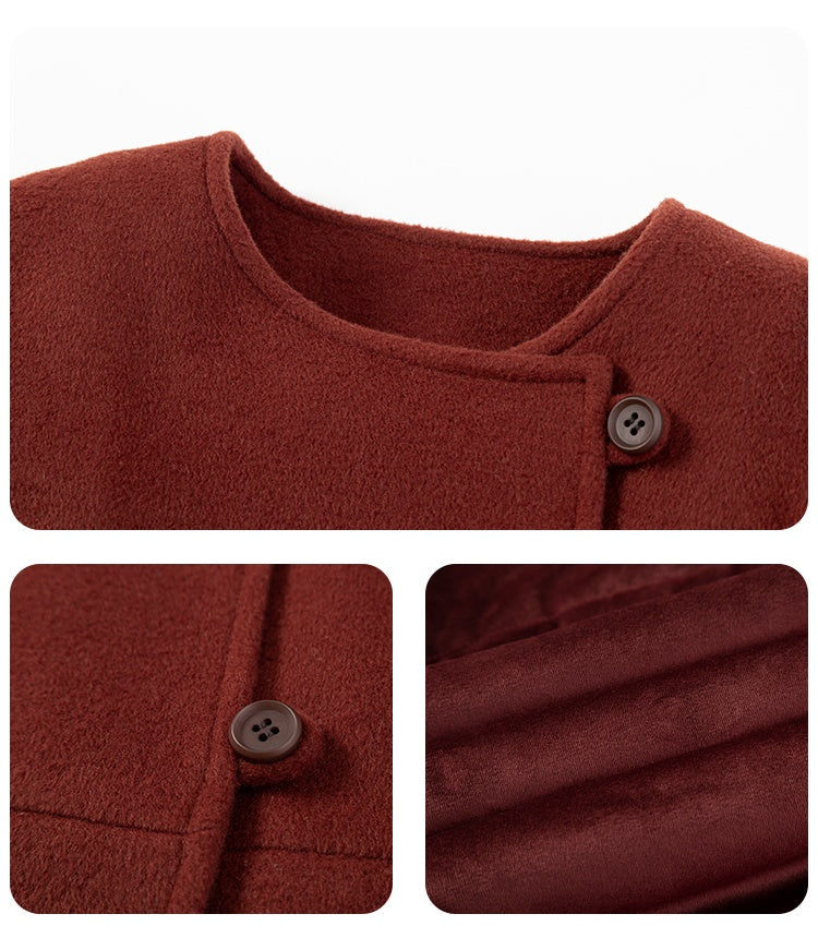 K10071 - Red wool blend asimentry - Box coat