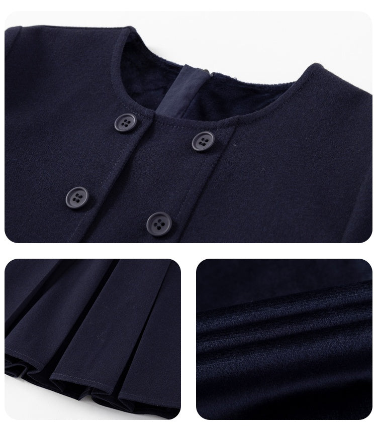 K11011 - Asymmetrical layered style navy dress