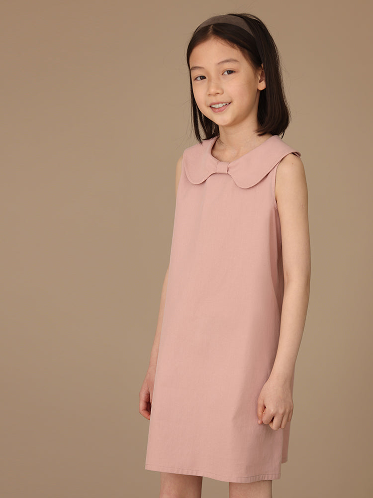 K3041 - Light pink big bow collar sleeveless dress