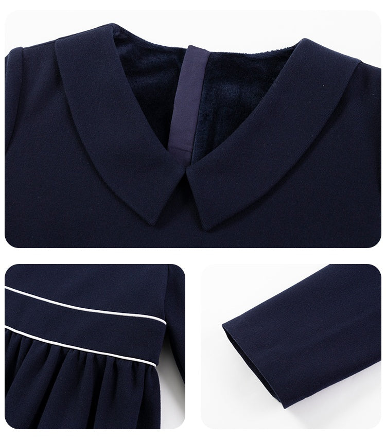 K9059 - Warm classic navy dress with collar