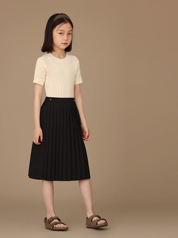 K3070 - Viscose black pleated skirt