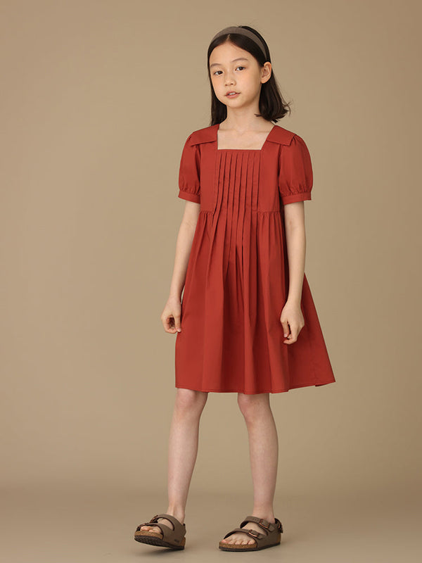 K5024 - Pintucked square neck cotton dress