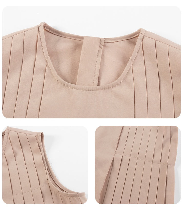 K6047 - Baby pink side pleated dress